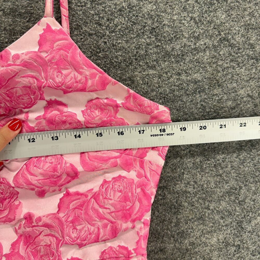 Lulus Mini Dress Women L Large Pink Floral Short One Shoulder Zipper Lined - Picture 3 of 7